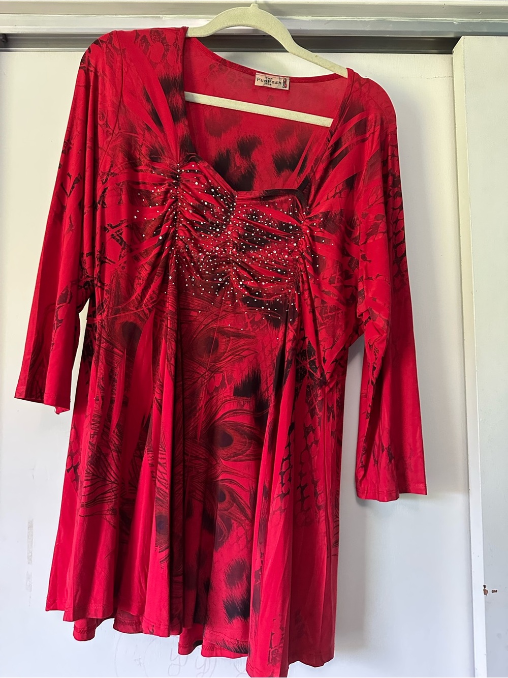 Red Embellished Women's Top
